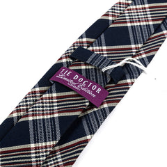 Blue & Red Denim Check Pattern Tie 8cm