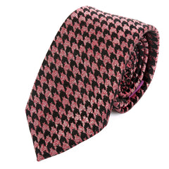 Pink & Black Houndstooth Slim Tie