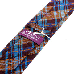 Blue & Brown Rustic Plaid Silk Tie 7cm