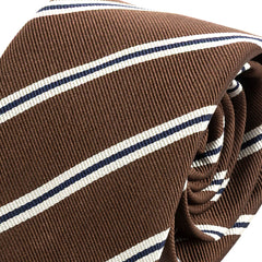 Bakerloo Brown Striped Slim Silk Tie 7.5cm