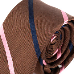 Brown Soho Blend Striped Skinny Silk Tie