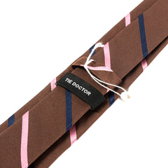 Brown Soho Blend Striped Skinny Silk Tie
