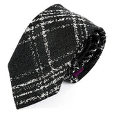 Black Sevilla Grid Striped Silk Tie 7cm