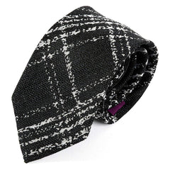 Black Sevilla Grid Striped Silk Tie 7cm