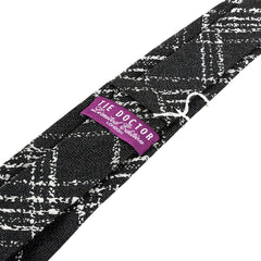 Black Sevilla Grid Striped Silk Tie 7cm