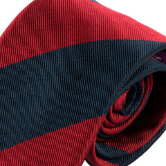 Dark Red & Navy Blue Thick Striped Silk Tie 8cm