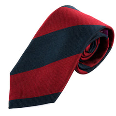 Dark Red & Navy Blue Thick Striped Silk Tie 8cm