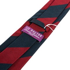 Dark Red & Navy Blue Thick Striped Silk Tie 8cm