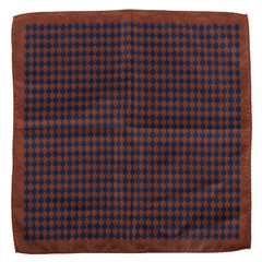 Brown & Blue Houndstooth Revival Pocket Square 34cm