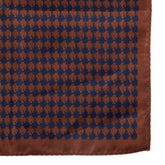 Brown & Blue Houndstooth Revival Pocket Square 34cm
