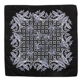 Midnight Black Mosaic Paisley Pocket Square