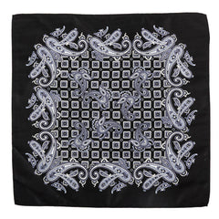 Midnight Black Mosaic Paisley Pocket Square