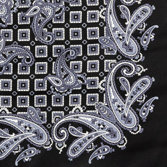 Midnight Black Mosaic Paisley Pocket Square