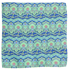 Blue & Green Paisley Volt Silk Pocket Square