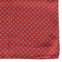 Mini Paisley Red Silk Pocket Square 31cm