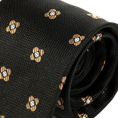 Black Obsidian Floral Silk Tie 8cm