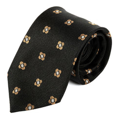 Black Obsidian Floral Silk Tie 8cm
