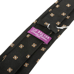 Black Obsidian Floral Silk Tie 8cm