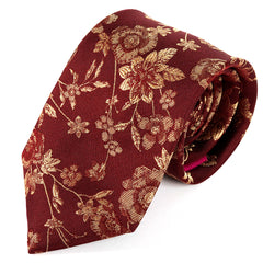 Red & Cream Floral Silk Tie 7.5cm