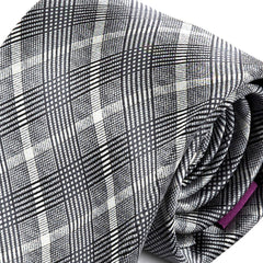 Black & Grey Dami Check Silk Tie 8cm