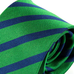 Green & Navy Blue Striped Silk Tie 8cm