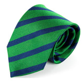 Green & Navy Blue Striped Silk Tie 8cm