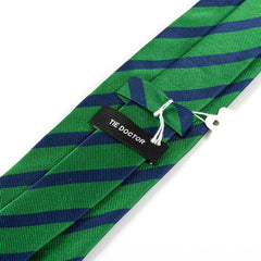Green & Navy Blue Striped Silk Tie 8cm