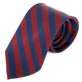 Dark Red & Navy Blue Striped Silk Tie 8cm