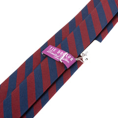 Dark Red & Navy Blue Striped Silk Tie 8cm