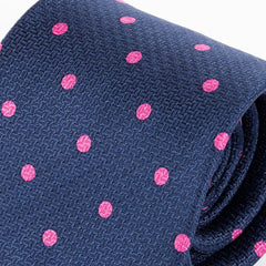 Blue & Pink Polka Dot Silk Tie 8.5cm