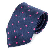 Blue & Pink Polka Dot Silk Tie 8.5cm