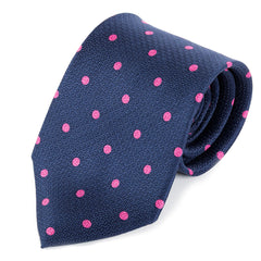 Blue & Pink Polka Dot Silk Tie 8.5cm