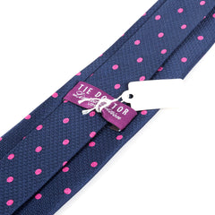 Blue & Pink Polka Dot Silk Tie 8.5cm