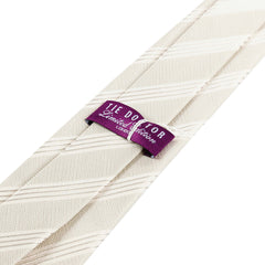 White Striped Silk Tie 8cm