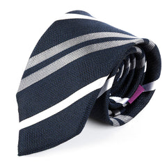 Navy Blue Soft Weave Striped Silk Tie