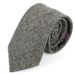 Jeri Black Houndstooth Wool Tie 8cm