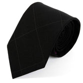 Black Large Check Wool Tie 8cm