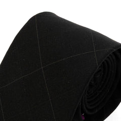 Black Large Check Wool Tie 8cm