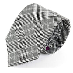 Atanas Black Check Wool Tie 8cm