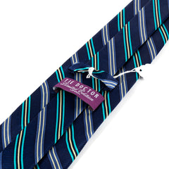 Azure Blue Striped Wide Silk Tie