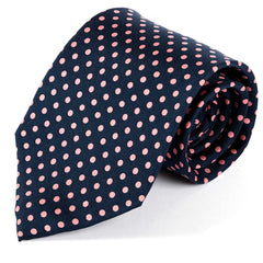 Blue & Pink Polka Dot Wide Silk Tie 9cm