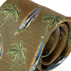 Gold Sailboat Wide Silk Tie 9cm