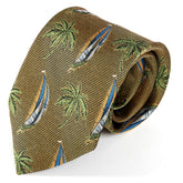 Gold Sailboat Wide Silk Tie 9cm