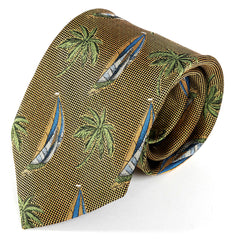Gold Sailboat Wide Silk Tie 9cm