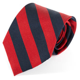 Red & Blue Thick Striped Wide Silk Tie