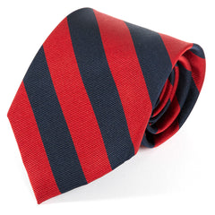 Red & Blue Thick Striped Wide Silk Tie