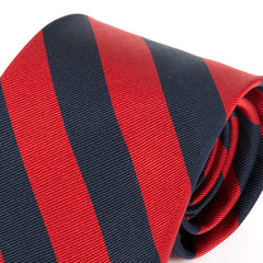 Red & Blue Thick Striped Wide Silk Tie