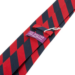 Red & Blue Thick Striped Wide Silk Tie