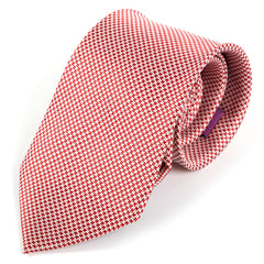 Red & White Houndstooth Wide Silk Tie 9cm