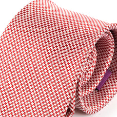 Red & White Houndstooth Wide Silk Tie 9cm